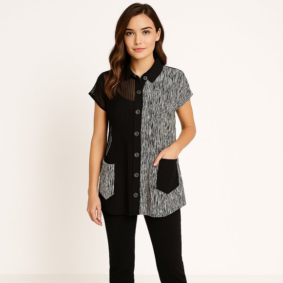 Black and White Womens Short Sleeve Mesh Jacket S/M - Picture 1 of 9